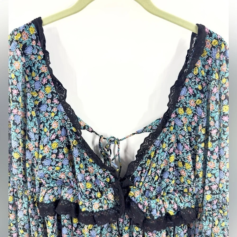 Free People Pennie Mini Dress Womens Medium Floral Lace Fairy Whimsy Flowy NWT